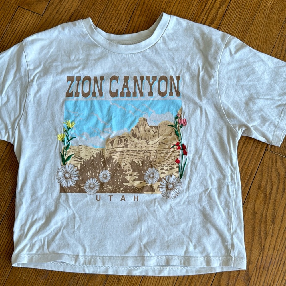 Zion Canyon Graphic Cropped Tee - White